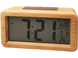 Relógio Digital De Madeira Com Visor Led E Temporizador De Mesa | Alarme A Bateria