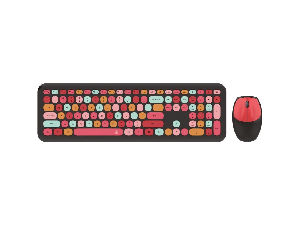 Teclado E Mouse Sem Fio Forever Candy Preto E Vermelho Aquaforge