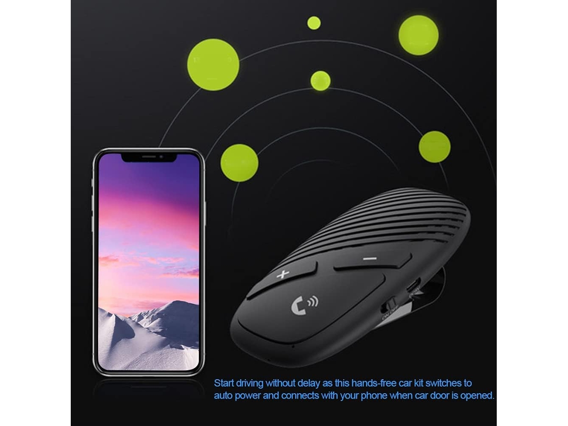 Viva-voz Para Carro, Bluetooth 5.0, Com Cancelamento De Ruído E Clipe Para Quebra-sol.