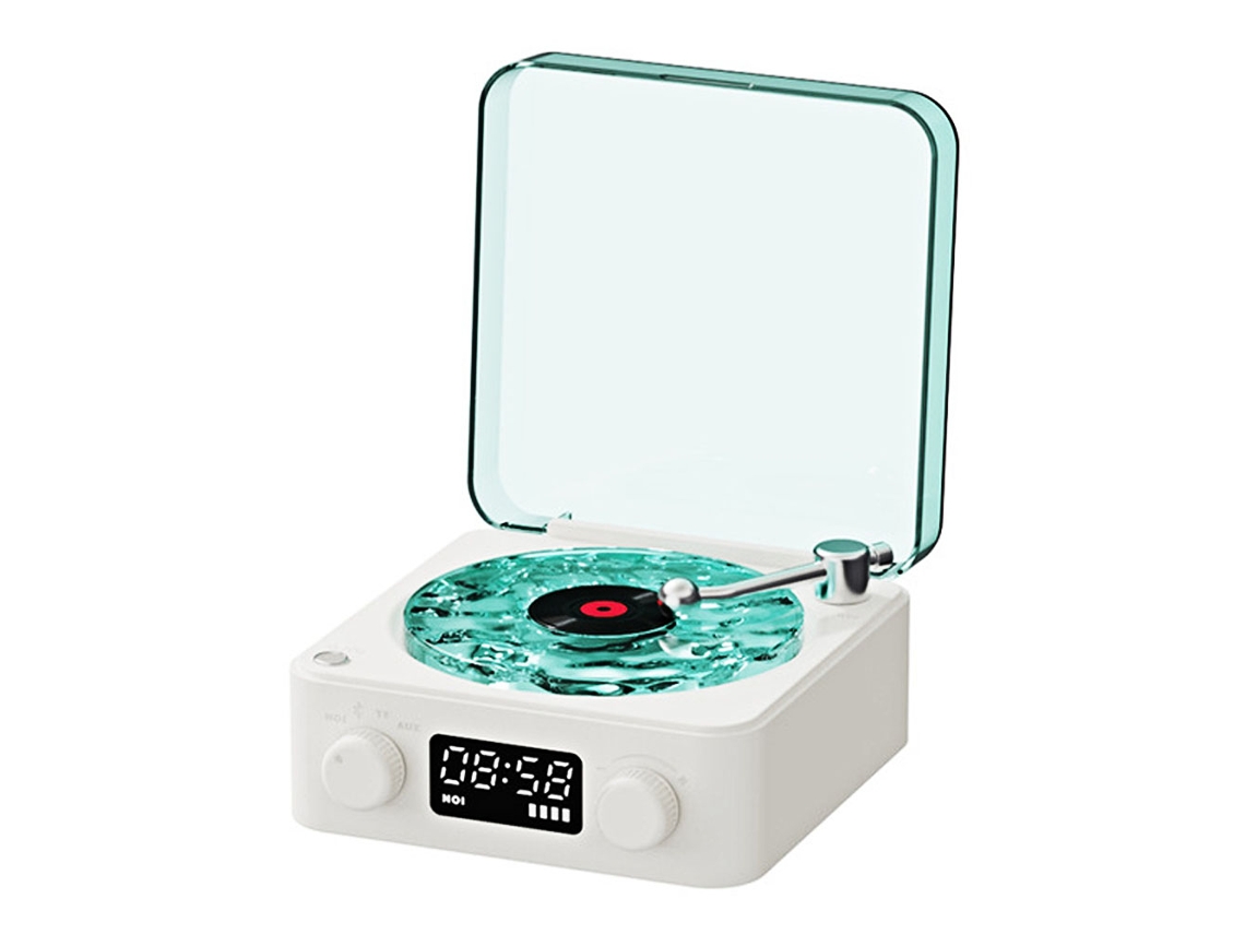 Mini alto-falante MDUG retrô com ruído branco, subwoofer, cor branca