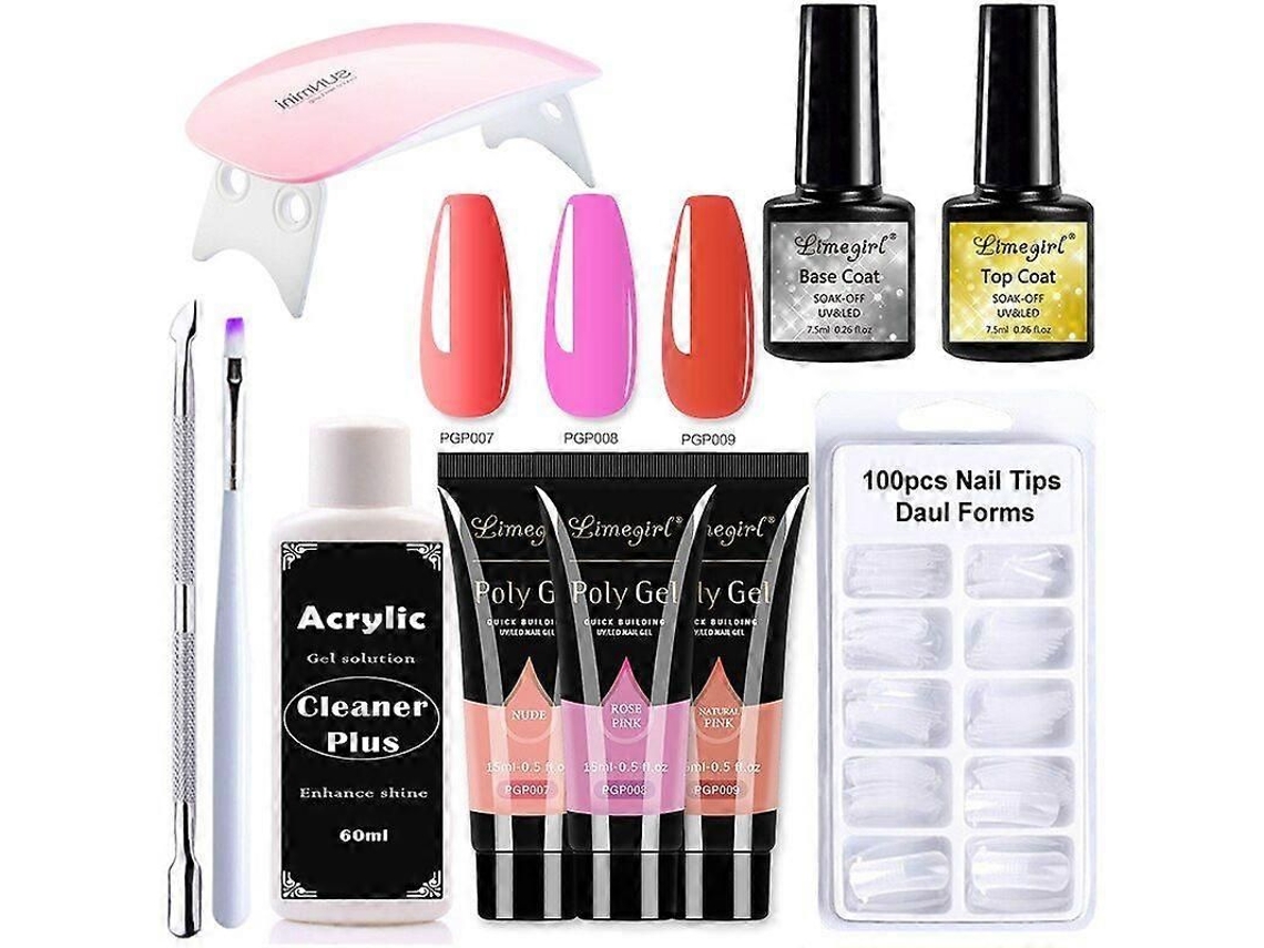 Kit de Unhas Gel Poly com Lâmpada Uv 6w, Rápido Ferramentas para Manicure GOKOCO