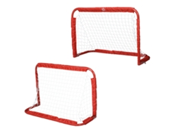 Conjunto De 2 Balizas De Futebol Dobráveis ​​com Rede Tetrolon 90x36x 60cm Vermelho