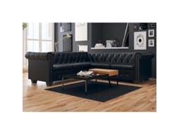 Vidaxl Sofá De Canto Chesterfield 5 Lugares Couro Artificial Preto