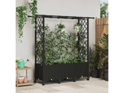 Vidaxl Cama Elevada Com Treliça E Telhado Preto 162,5 X 40 X 142 Cm Pp