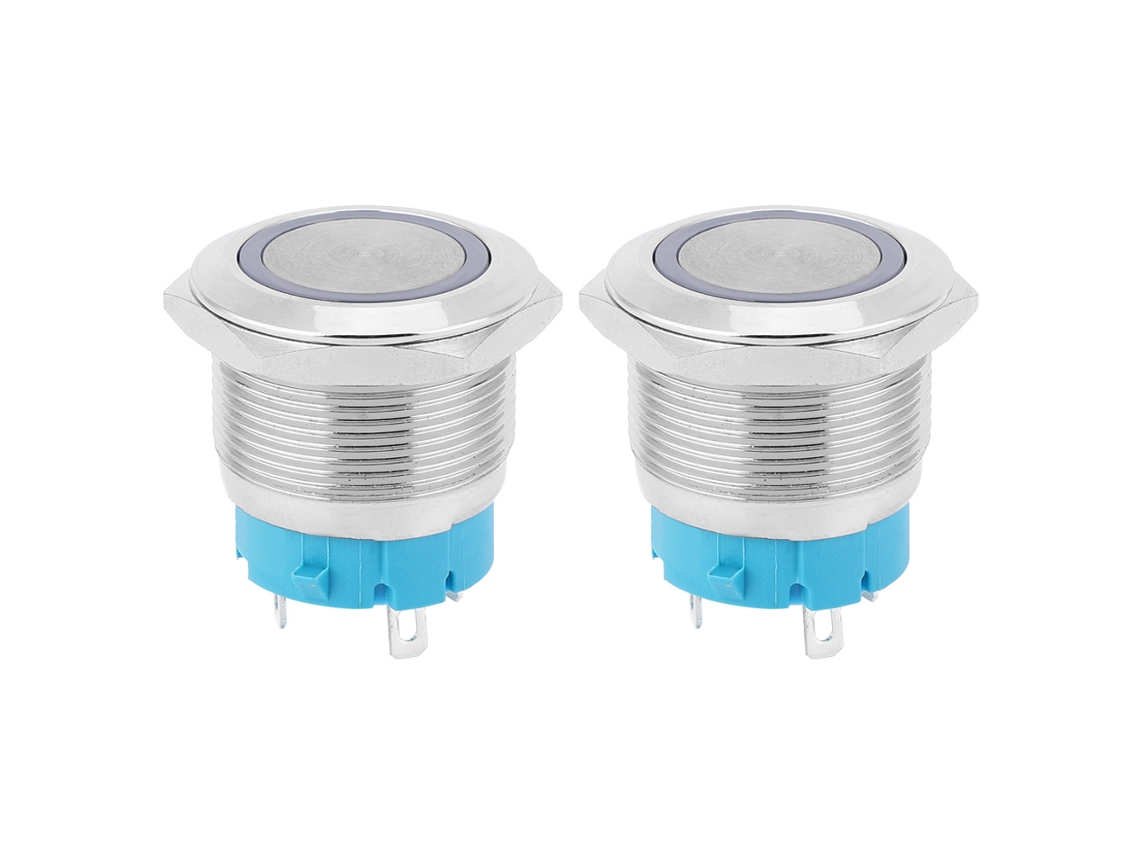 Interruptor De Botão Com Trava Automática 4 Pinos Com Luz Anel 22mm Ip65 Para Modificação De Carros Navios 3-6vdc Branco 2pcs