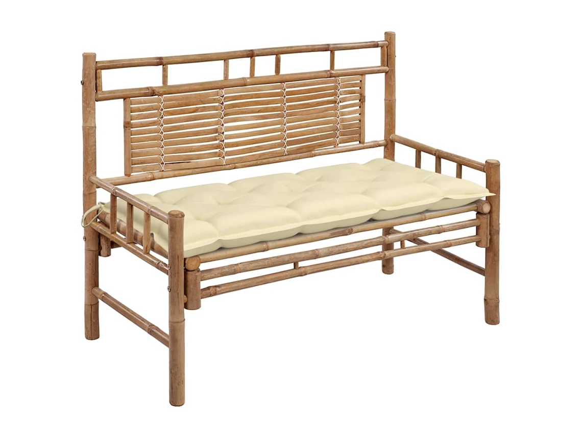 Vidaxl Banco De Jardim Com Almofadão 120 Cm Bambu