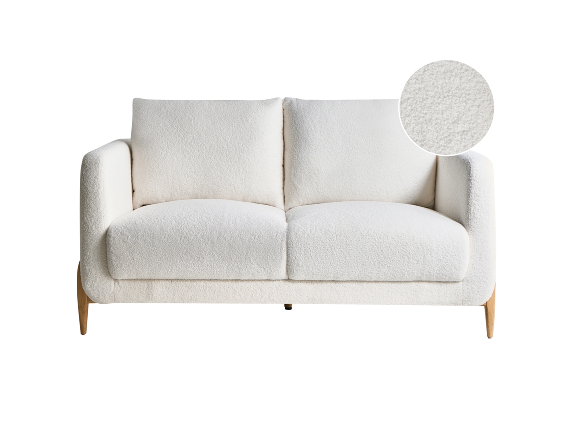 Sofá De 2 Lugares Beliani Gimo De Bouclé Branco 149x80x83