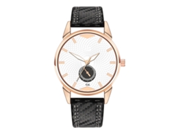 Relógio de Pulso Masculino de Quartzo com Pulseira Pu Estilo Moderno e Simples Branco