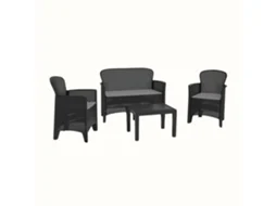 Conjunto de Jardim IPAE PROGARDEN Jungle Antracite (2 Cadeirões + 1 Sofá Duplo + 1 Mesa de Apoio + 3 Almofadas)