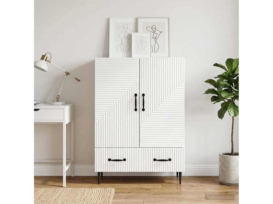 Vidaxl Buffet Com Gaveta Branco 66 X 34,5 X 95 Cm Derivados De Madeira