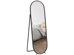Espelho Oval com Estrutura de Metal e Apoio para Entrada Preto S/MARCA