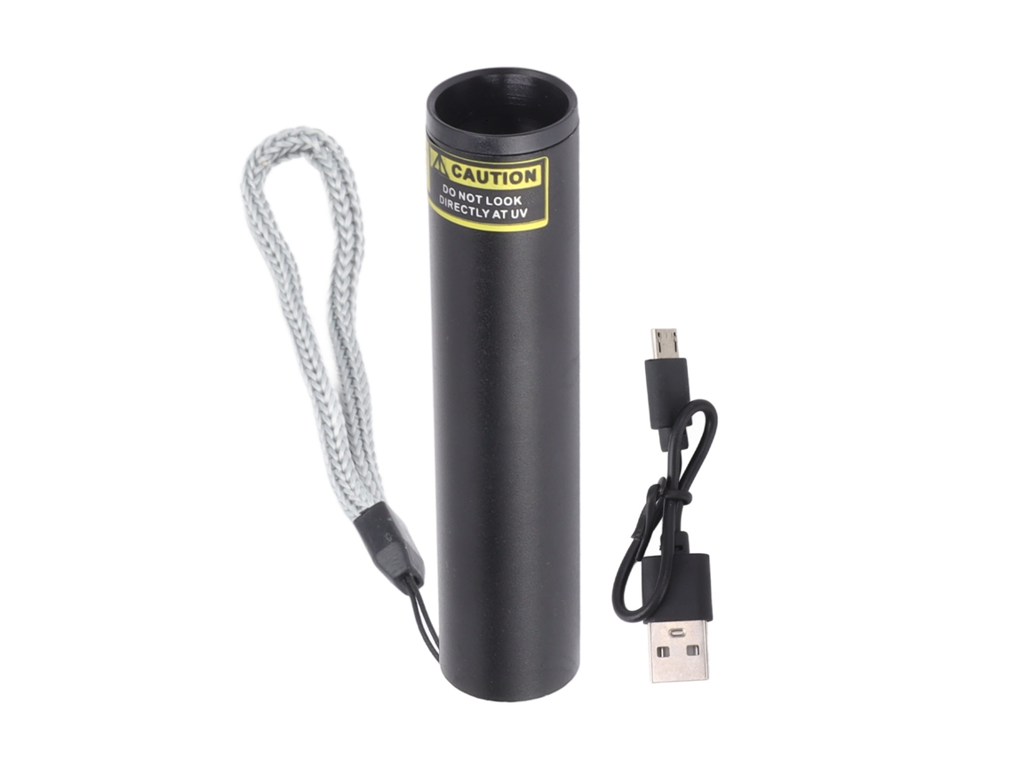 Lanterna Uv Pequena de 3w e 365nm, Recarregável Via Usb, com Led Ultravioleta CHABERLU