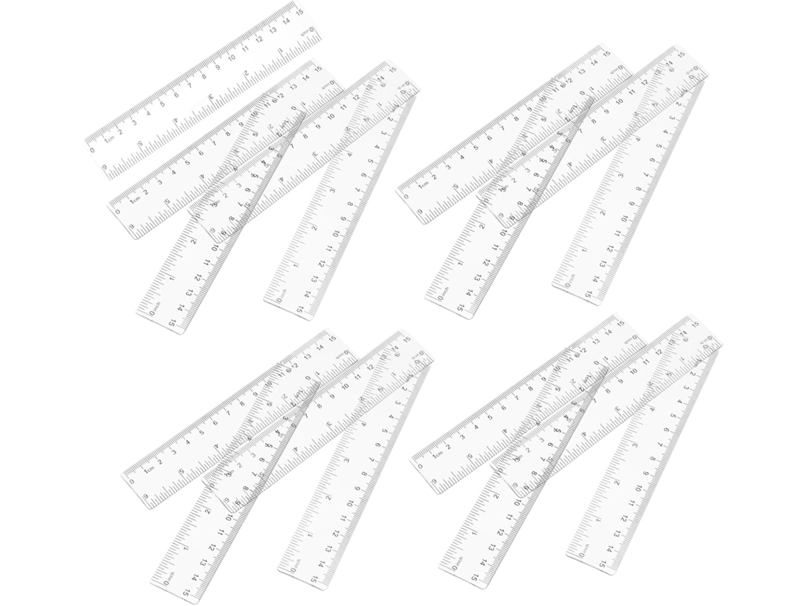 Conjunto De 25 Réguas De Plástico Transparente Com Escala E Marcadores