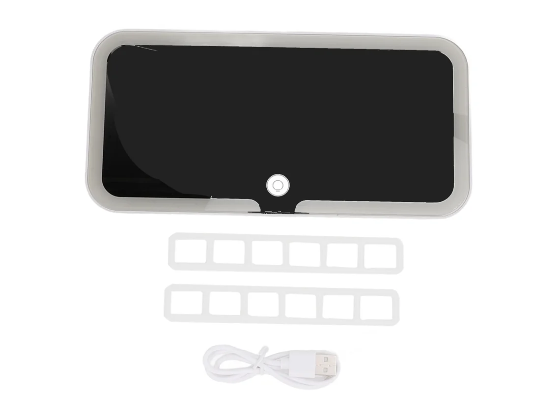 Espelho De Maquiagem Para Carro Usb Recarregável 3 Modos De Luz
