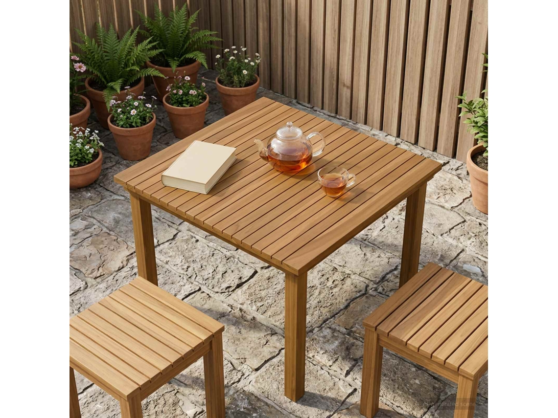 Vidaxl Tampo De Mesa 70 X 70 X 3,5 Cm Quadrado Madeira De Teca Sólida