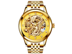 Reloj De Pulsera Para Hombre Nary De Acero Dorado Impermeable Con Calendario