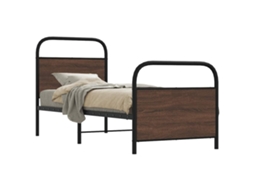 Vidaxl Estrutura Cama S/ Colchão Derivados Madeira Carvalho Castanho
