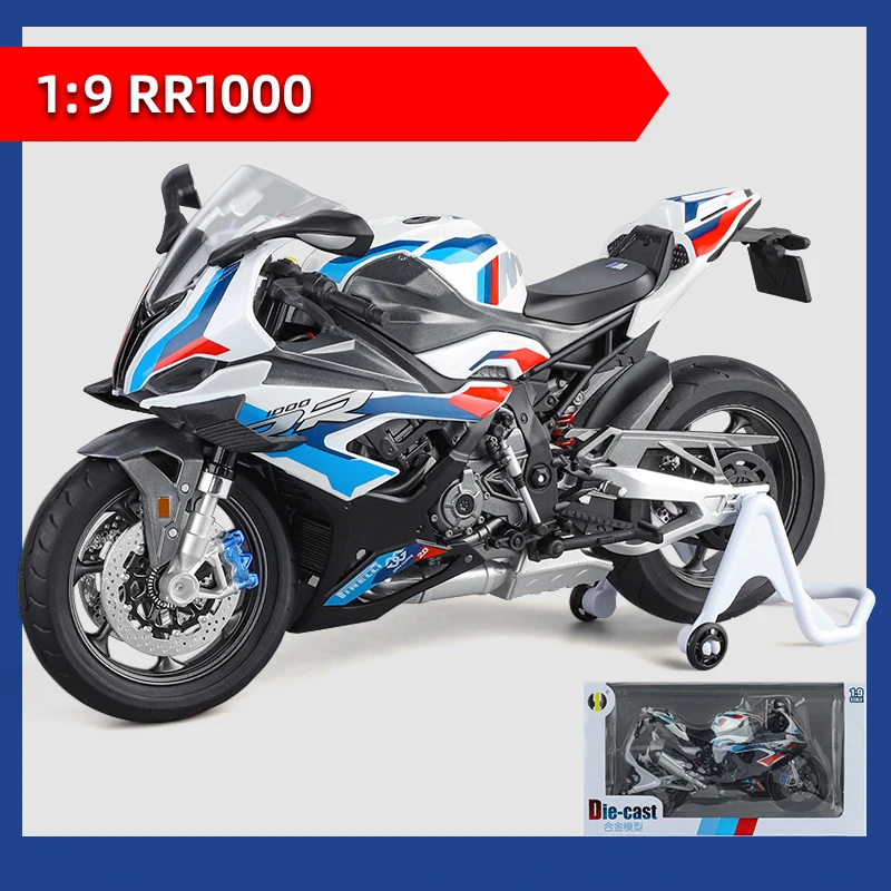 Miniatura De Motocicleta Em Liga Metálica, Escala 1:9, Com Amortecedores E Faróis.