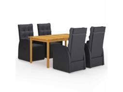 Vidaxl 5 Pcs Conjunto De Jantar De Jardim Preto