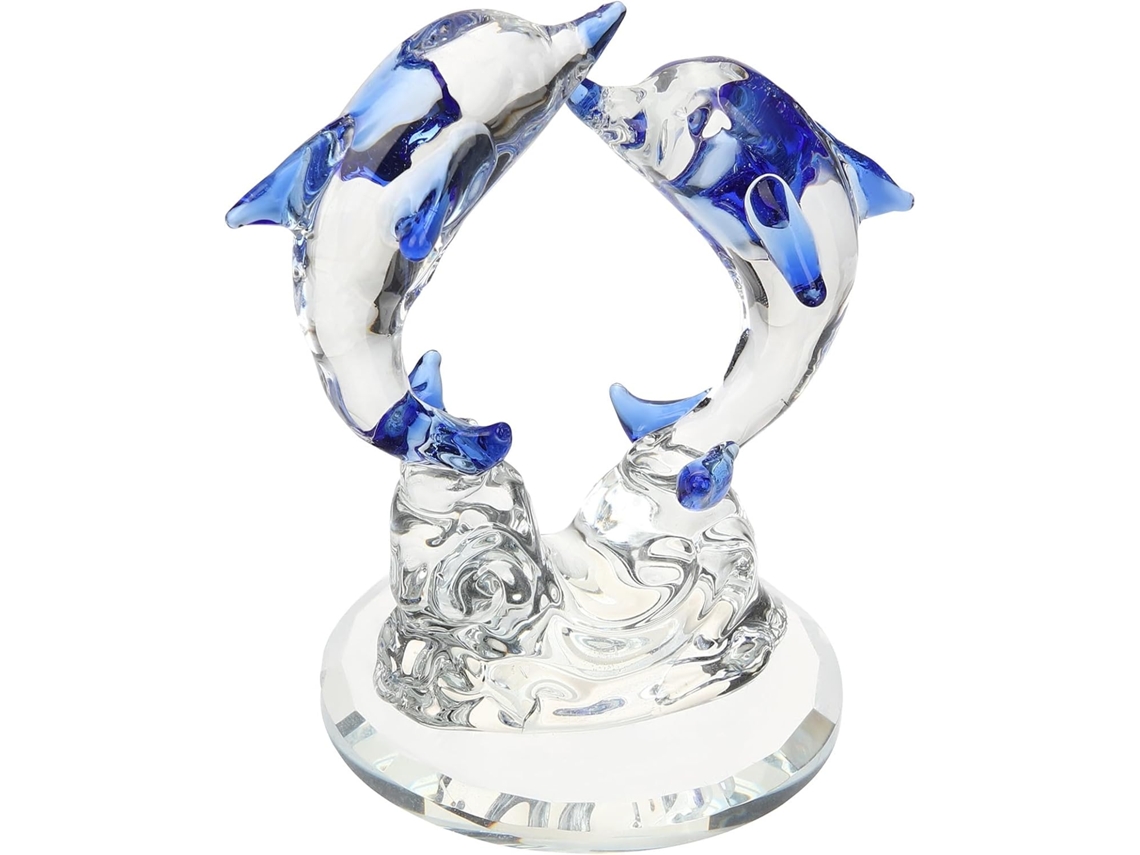 Ornamento De Mesa Em Forma De Golfinho De Cristal, Estatueta Decorativa Feita À Mão, Pequeno Objeto Para Sala