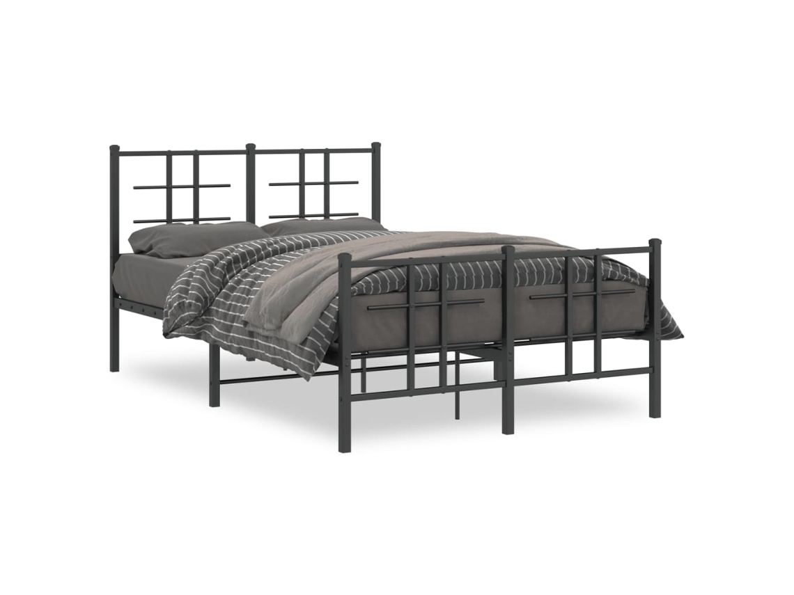 Bed Frame, Bed Frames Vidaxl Preto Aço (120 X 190 Cm)
