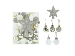 Conjunto De Decoração De Natal: 1 Topo De Estrela (11cm) + 29 Bolas (3.8cm) Em Plástico, 30 Peças, Personalizável F07