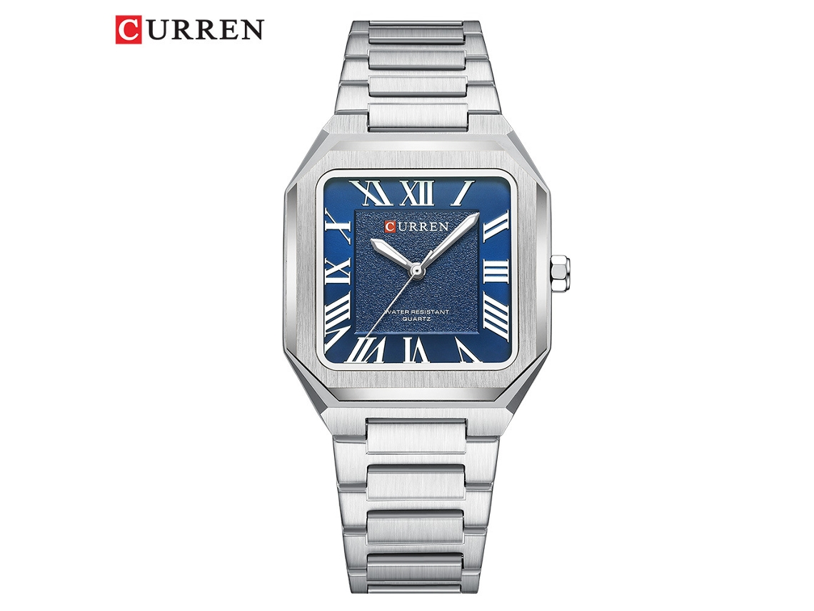 Relógio Masculino Quadrado MDUG, minimalista, pulseira de aço, grande, casual
