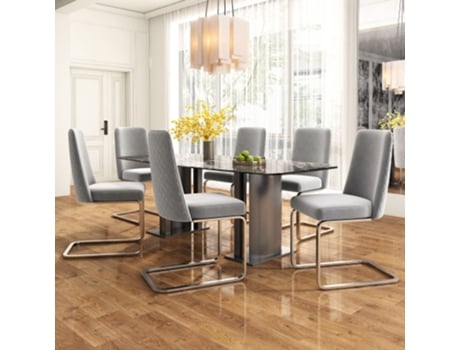 Conjunto De 2 Poltronas De Lazer, Estilo Minimalista, Almofadas Cinza E Pernas Prateadas. Kashemano
