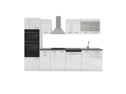 Cozinha R-Line, 300 cm com armário alto, PT Antracite, branco brilhante/branco, Vicco