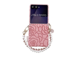 Capa Para Celular Com Fivela Lateral E Relevo De Camélia, Com Pulseira Integrada, Para Samsung Galaxy Z Flip7 5g.