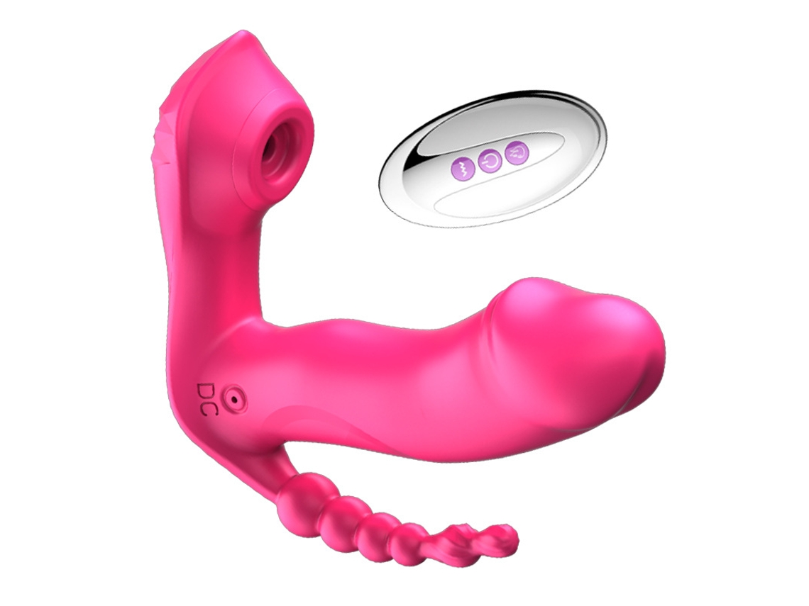 Vibrador de Sucção Vestível de 7 Modos Estimulador de Clitóris de Vagina Anal Vermelho