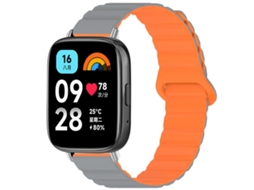 Bracelete Para Redmi Watch 3 Active / Lite - Silicone Magnético Brilhante Cinza Laranja