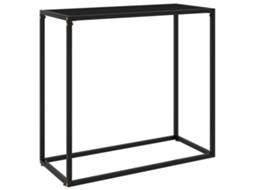 Vidaxl Mesa Consola 80x35x75 Cm Vidro Temperado Preto