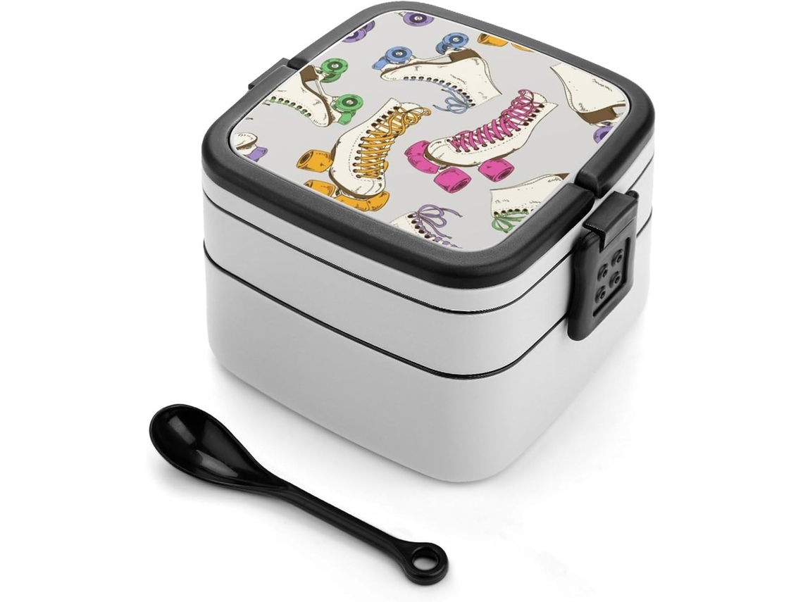 Marmita Bento Retrô Colorida De Camada Dupla, 1000ml, Empilhável, À Prova De Vazamentos, Com Colher, Caixa De