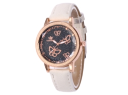 Reloj De Cuero Moda Unisex Dial Redondo Reloj De Pulsera De Cuarzo (blanco)