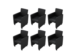 Vidaxl Cadeiras De Jantar 6 Pcs Couro Artificial Preto