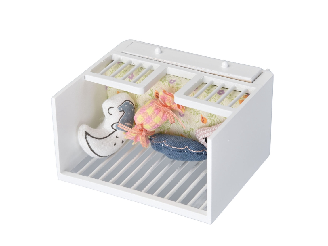 Primerox cama de Boneca de Miniatura em Madeira Diy para Casinha de Bonecas com Gaveta e Almofadinhos