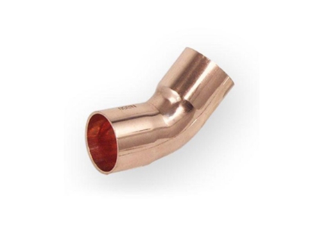 Acessório de Tubo Cotovelo de Cobre para Solda Fêmea X Fêmea Diâmetro de 28 mm Angulação de 45 Graus