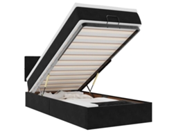 Estrutura de Cama Otomana com Colchão Preto Veludo MAISON EXCLUSIVE
