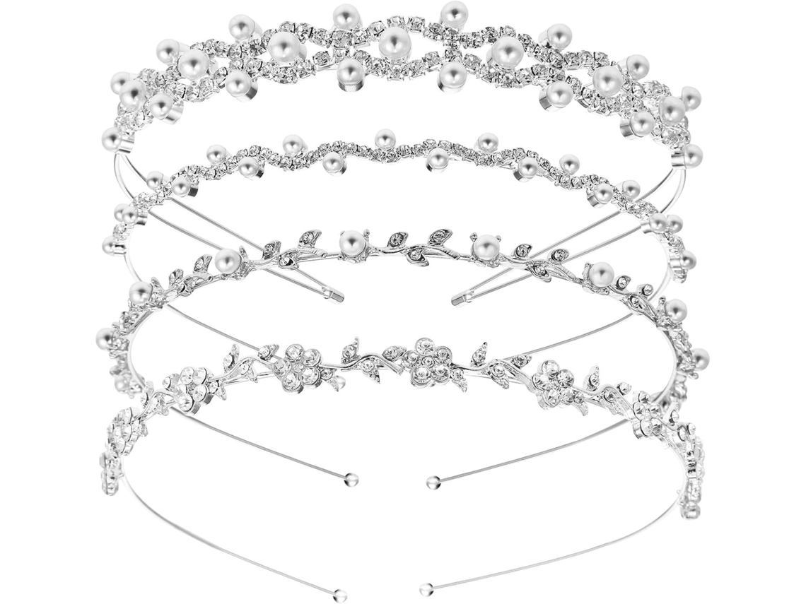 Conjunto de 4 Tiaras de Cristal para Casamento, Confortáveis E Duráveis