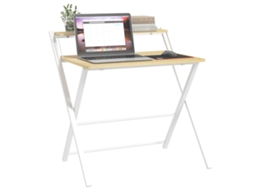 Secretária Dobrável com Prateleira Estilo Moderno 81,5x70x84cm Branco S/MARCA