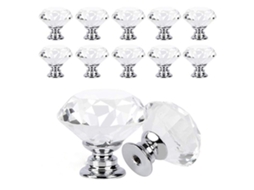 Puxador De Botão De Diamante De Cristal (30mm, Furo Único, Vendido Em Conjunto De 10 Peças)
