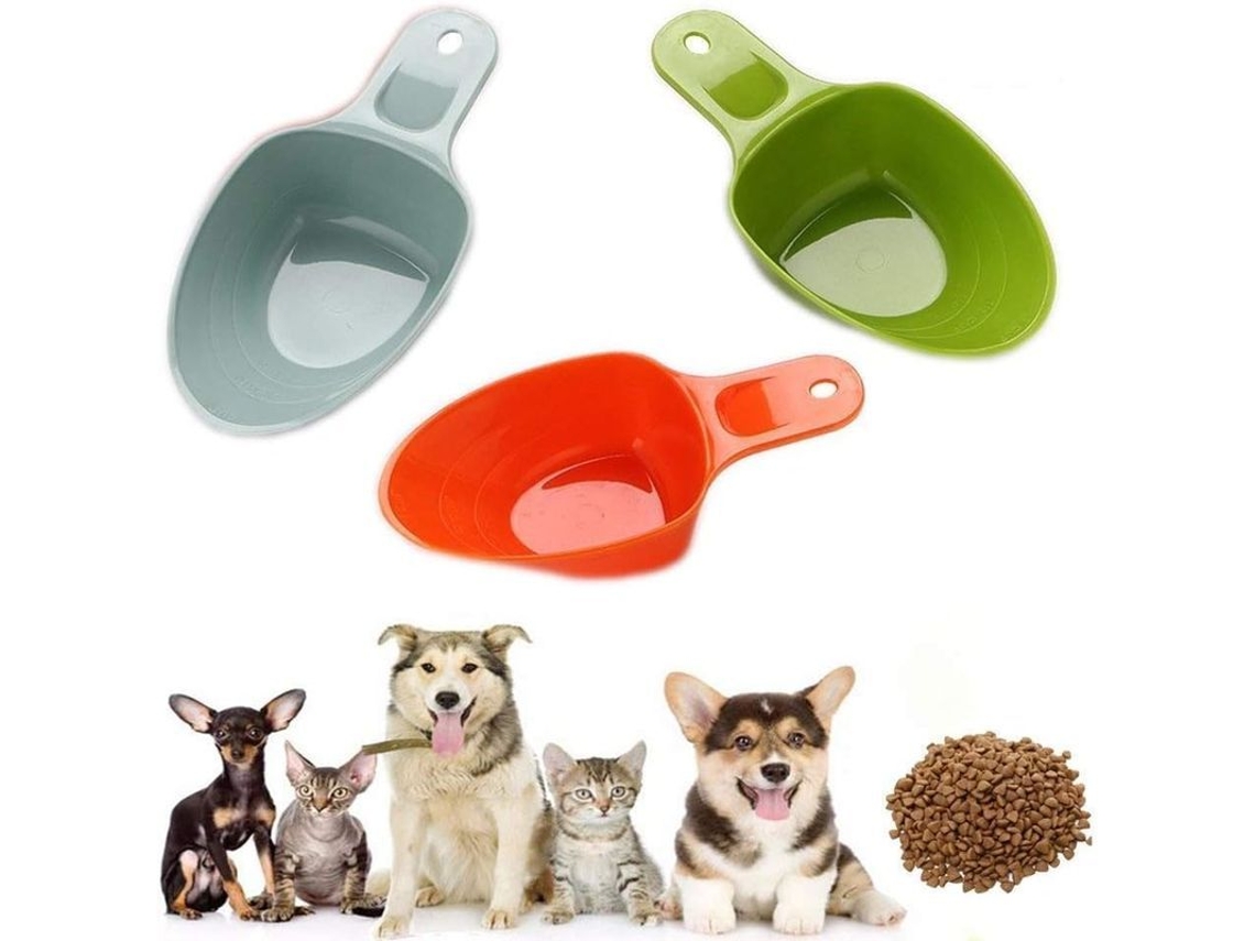 Colher Para Comida De Animais De Estimação 3 Tamanhos Medidos 1 Xícara Prato De Alimentação Cão Gato