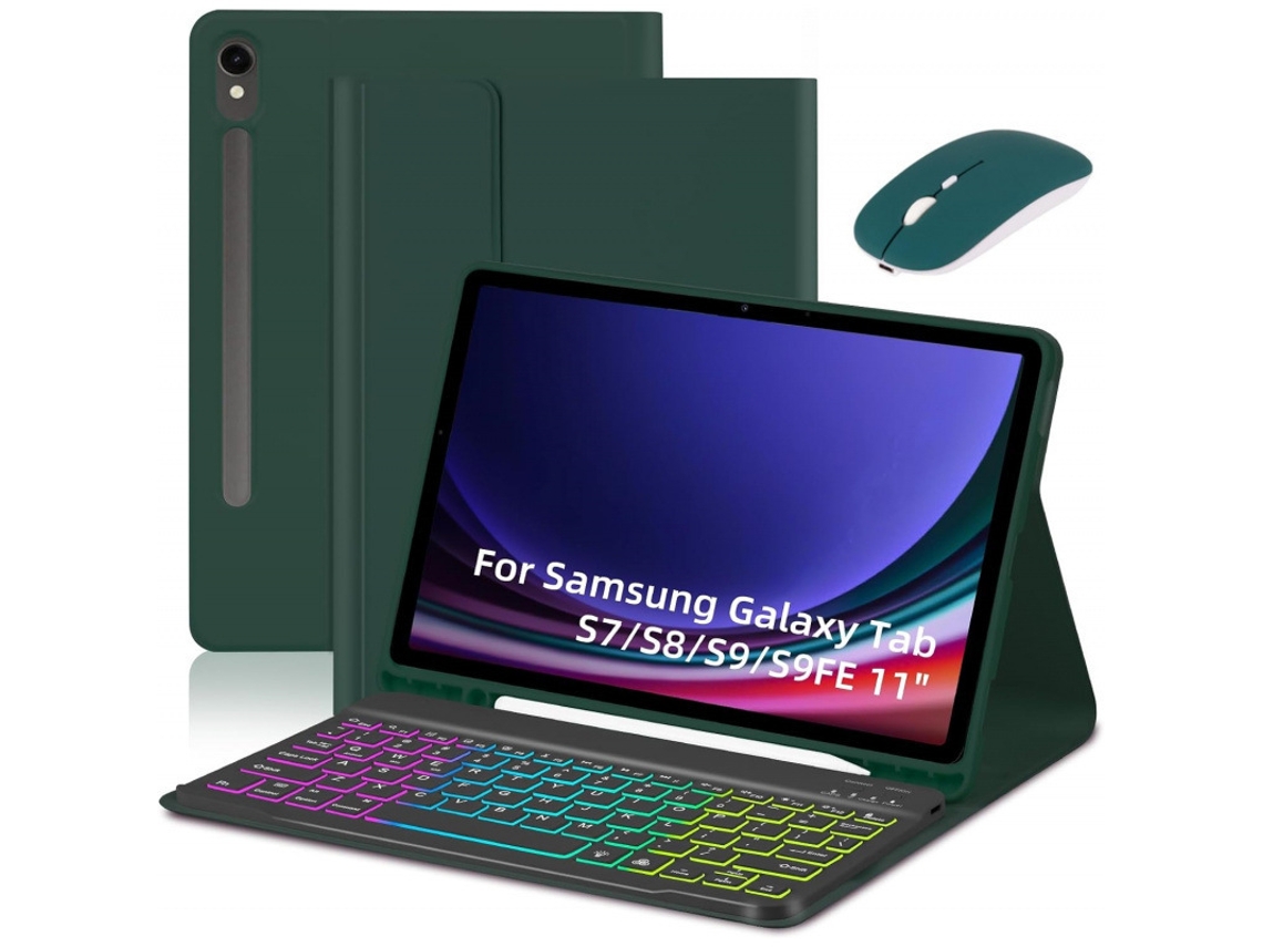 Capa de Teclado Bluetooth para Samsung Tab S9 11 Polegadas luz de fundo colorida com rato XIAOMOYU
