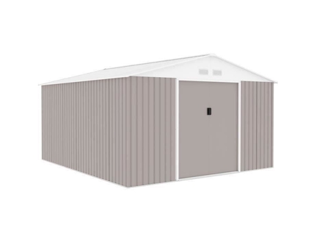 Abrigo De Jardim Em Metal 12,99 M² 340 X 382 X 210 Cm Neptune Kit De Ancoragem Incluído, 2 Portas Deslizantes Taupe Archer