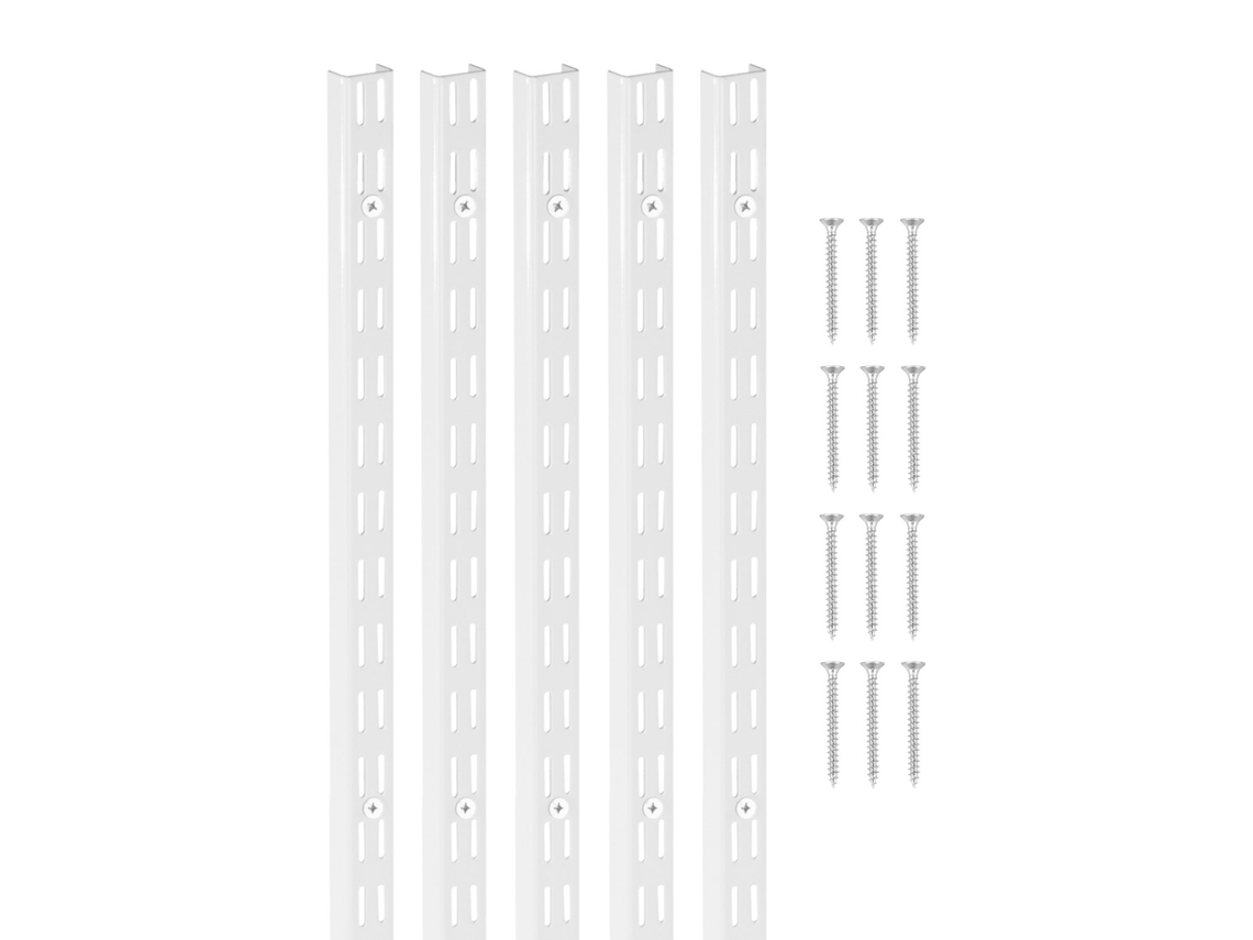 Pacote com 5 trilhos verticais de fenda dupla Vevor (1536 x 27 x 16 mm), branco