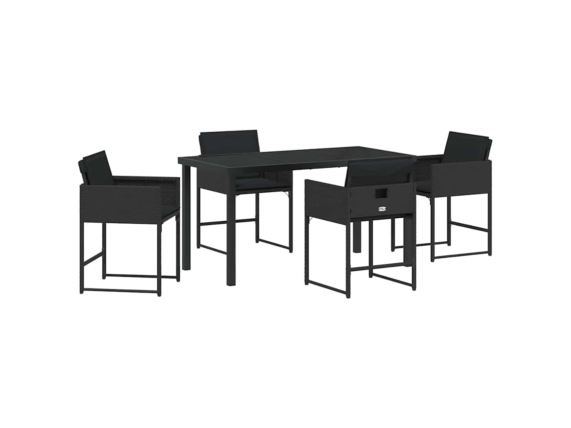 Conjunto 5 De Jantar Para Jardim Vidaxl Preto Vime Pe
