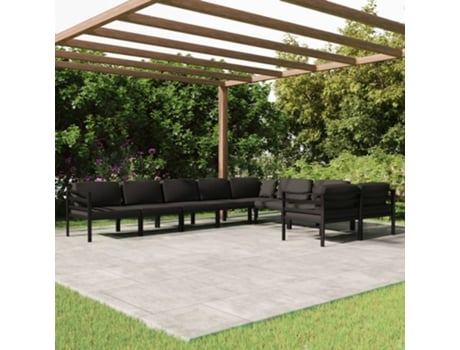 Conjunto de Relax com 9 Peças com Almofadas (64,5 x 70 x 64,5 - Alumínio - Cinzento)