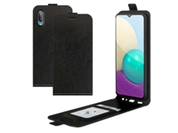 Capa Protetora De Couro Texturizado Com Aba Vertical Única Para Samsung Galaxy A02 R64, Com Compartimentos Para Cartões E Porta-retratos.