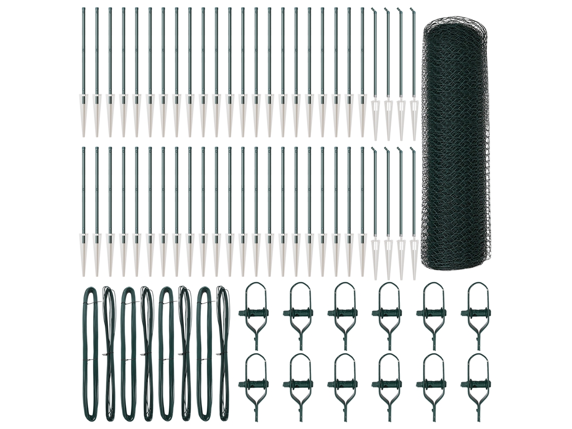 Conjunto 1 Cerca Externa Vidaxl Verde Aço (100 X 0,5 M)